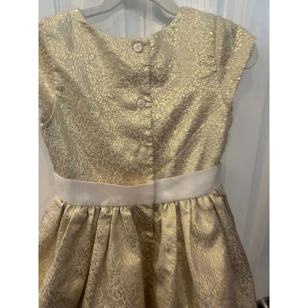 Gymboree Dress Gold Metallic Jacquard Bow Party Holiday Formal Kids Size 6
